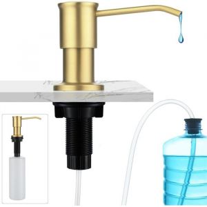 Distributeur savon encastrable or brossé - Système anti-fuite inox 304 (Bouteille rechargeable cuisine)