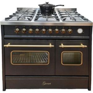 Cuisinière à gaz - GURARI - GCH E 916 BL R - 90 cm - 5 brûleurs - 2 fours multifonctionnels