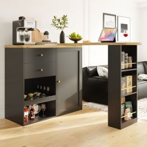 Buffet Bas avec ÉtagèreGrand Espace Rangement2Tiroirs 1PorteArmoire de Cuisinellót centralPivotant à