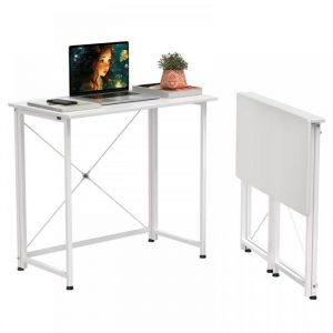 Table de Bureau Informatique Pliante  - XUANYU - Table dOrdinateur pour Bureau - Meuble de bureau - 80 x 45 x 74 cm - Blanc