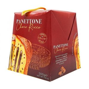 Panettone - Panettone aux p&eacute;pites de chocolat et fourr&eacute; &agrave; la cr&egrave;me chocolat - Bo&icirc;te 500g