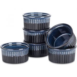 vancasso Série Glimmer Ramequin Moules à Soufflé en Céramique pour Four 6 Pièces -280 ML