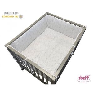 Stefano fashion - lot de 2 - Tour de parc 340x30 cm + Tapis de parc 95x75 cm - lapins imprim&eacute;s - OEKO-tex standard 100