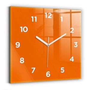 Decortapis Horloge murale en verre Horloge Carr&eacute; 30cm Orange