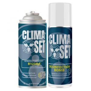 ClimaSet R1234yf + Désodorisant Lime 340g – Kit pour climatisation automobile