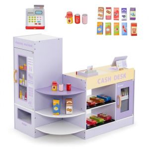 Jeu Marchande Enfants - DREAMADE - 10 Accessoires - Jouets dEpicerie - Distributeur Automatique - Machine POS Réaliste – Violet