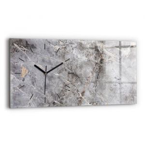 Decortapis Horloge murale en verre Horloge Rectangulaire 60x30cm Pierre de marbre de granit gris