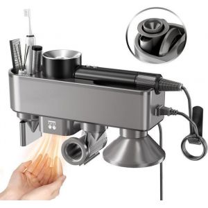 Support de sèche cheveux compatible Dyson Avec séchage automatique des mains et stockage magnétique des accessoires