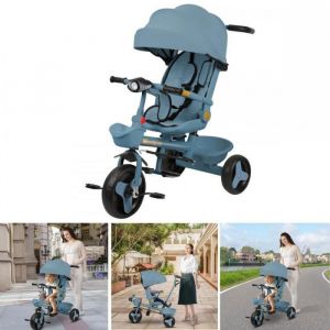 Tricycle 4 en 1 Pour Enfant  - XUANYU - Avec lumière + Musique - Réglable - Jusquà 30 Kg-Le premier Tricycle  de bébé - Bleu