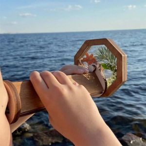 Kal&eacute;idoscope Enfant DIY Kal&eacute;idoscope Magique Rempli de Fleurs Coquillages Perles Kal&eacute;idoscope en Bois Jouet Classique &Eacute;ducatifs