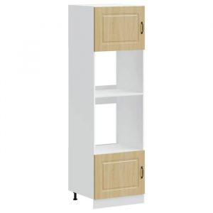 (SOLDE dété)Armoires de four/Colonne de cuisine - 2 pcs Lucca - Pieds réglable - chêne sonoma bois dingénierie Aspect