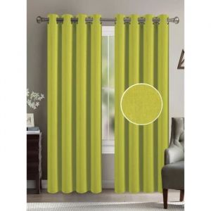 Rideaux - HOMEROKK - Effet Lin - VERT ANIS - 140 x 260 cm - Polyester R&eacute;sistant