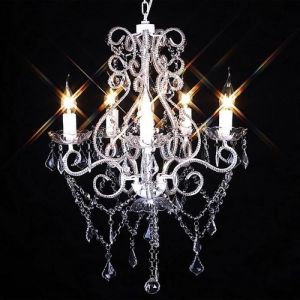 Lustre cristal classique plafonnier 5 feux 2800 pampilles lampe luminaire
