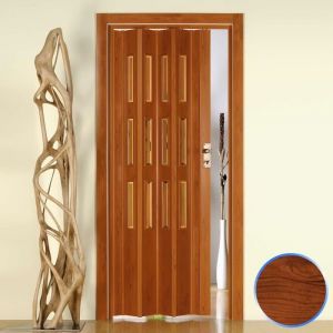 Porte pliante en PVC cerisier verre clair 885x214cm - FORTE - Luciana - Pliante - Coté - Blanc