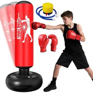 Sac de Frappe Enfant 160cm avec Gants et Pompe Punching Ball Enfants pour Karat&eacute; Taekwondo Id&eacute;al pour Gar&ccedil;ons et Filles