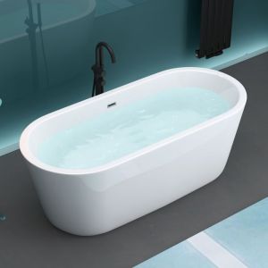 Baignoire îlot acrylique blanc ovale 180x80x65cm - MAI & MAI - Classique - A poser au sol