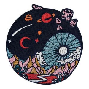 Patch Badge brodé en forme de Ying Yang planète spatiale Costume Broderie Applique Thermocollant