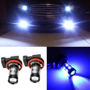 Akozon feu de conduite antibrouillard 2pcs H11 / H8 6000K Bleu 50W LED Ampoules de phare Kit antibrouillard voiture conduite lampe