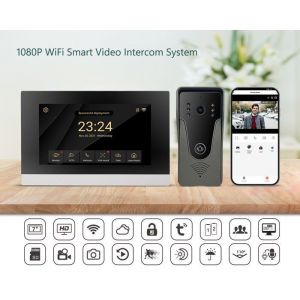 Syst&egrave;me Interphone Vid&eacute;o Sans Fil Wi-Fi &ndash; &Eacute;cran Tactile Carte 32 Go Audio Bidirectionnel Vision Jour/Nuit