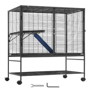 Cage &agrave; Furet en M&eacute;tal &agrave; Roulettes-Duoku-99 cm2 Niveaux-Spacieuse et Facile &agrave; Assembler pour Divers Petits Animaux de Compagnie