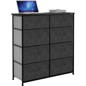 YITAHOME Commode 8 Tiroirs en Tissu Commode Chambre Meuble de RangementCadre en M&eacute;tal Moderne SalonGris Noir