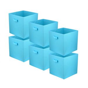 Bo&icirc;te textile 31x31x31 turquoise - Lot de 6