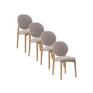 Lot de 4 chaises en bois de ch&ecirc;ne tapiss&eacute;es en beige - 11678