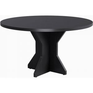 Table ronde pour 4 &agrave; 6 personnes 120x120x75 cm pied central en croix id&eacute;ale pour la cuisine la salle &agrave; manger le salon Noir