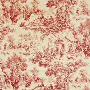 Tissu au mètre - Toile de jouy - Festin Rouge - 1m40 de large - 221 g/m²