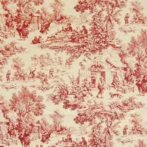 Tissu au mètre Toile de jouy Festin Rouge coton Bachette largeur 1m40