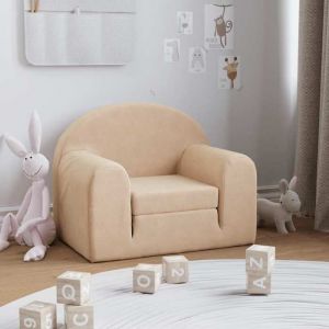 Canap&eacute;-lit pour enfants - vidaXL - Cr&egrave;me - Peluche douce - 52x(34-90)x40 cm - Housse amovible - Mousse &eacute;paisse