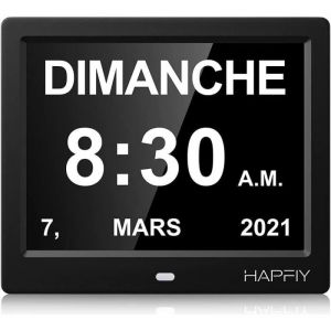 8 Pouce LCD Horloge Num&eacute;rique Calendrier avec Date Jour et Heure Horloge Non-Abr&eacute;g&eacute;e Auto Dimming 8 Langues HD Display A199