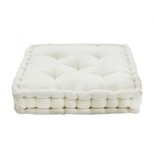 ARTHUR - Galette de chaise en Velours de coton - Coussin de chaise 40 x 40 x 8 cm Blanc