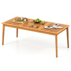 Table de Jardin - GOPLUS - 8 Personnes - Plateau 200x90CM avec Trou pour Parasol en Bois dAcacia Certifié FSC - Charge 160KG