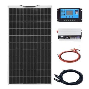 Kit de Panneau Solaire Photovoltaïque Sortie de Puissance 100W-400W Contrôleur 12V/24V Design Flexible 12V à 220V 100W