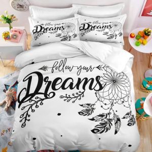 Boh&egrave;me attrape r&ecirc;ve Parure de lit 3 pieces 1 housse de couette 220*240cm et 2 taies doreillers 63*63cm