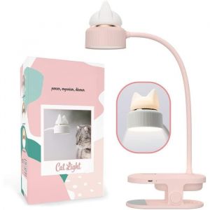 Lampe de Bureau à PinceClip lampe flexible avec veilleuse chatLiseuse à pinceRose - Légère & Pratique - Pour enfant et adulte