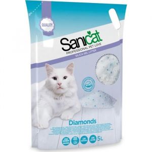 Litière Diamonds Silice - SANICAT - 5l - Absorption et contrôle des odeurs