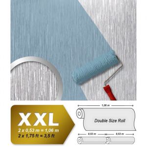 Papier peint blanc non-tissé à peindre texturé rayure 1 roul. EDEM 80373BR60 largeuer double 106 cm.