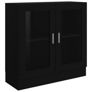 11645*PRO*Armoire &agrave; vitrine Eleganter -Armoire de Chambre Buffet Commode bahut Noir 825x305x80 cm Agglom&eacute;r&eacute; NEW Produit Noir