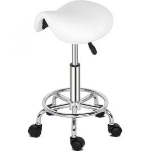 Tabouret de massage - ALIGHTUP - Blanc - Hauteur réglable - Roulette - Rotation à 360°