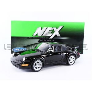 Voiture Miniature de Collection - WELLY 1/24 - PORSCHE 964 Turbo - Noir - Modèle pour Adulte