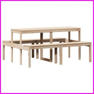 Table de pique-nique - ASHATA - BK832562 - Bois massif de pin - 160x134x75 cm - 6 personnes