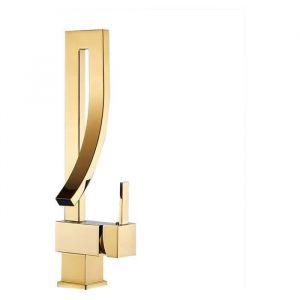 Robinet de Lavabo CascadeRobinet Salle De BainLaiton Doré Mitigeur Lavabo Pivotant À 360° Eau Chaude Et Froide Disponible