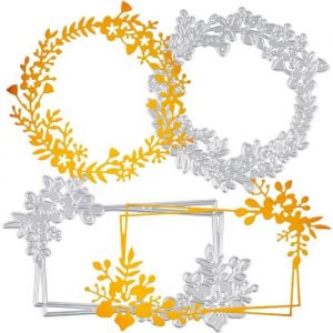 2pcs Matrices de Découpe Scrapbooking Dies Cutting Couronne Fleur Dentelle Pochoirs Ensemble de Matrices Bricolage Album en Métal