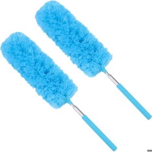 2x Plumeau t&eacute;lescopique Plumeau &agrave; main Plumeau &agrave; manche t&eacute;lescopique Attrape-poussi&egrave;re Plumeau t&eacute;lescopique bleu extensible de 3