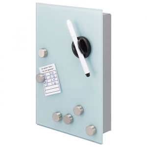 bo&icirc;te &agrave; cl&eacute;s bremermann avec fa&ccedil;ade en verre inscriptible 8 crochets 6 aimants 1 marqueur 1 porte-marqueur corps en m&eacute;tal