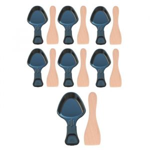 Lot de 7 coupelles à raclette et 7 pelles en bois pour Poêlon spatule raclette Raclette gril Wok AS306001 AS306003 TEFAL