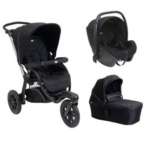 CHICCO - Poussette Trio Activ3 + Si&egrave;ge Auto Kory Black + Nacelle Activ3 Ebony