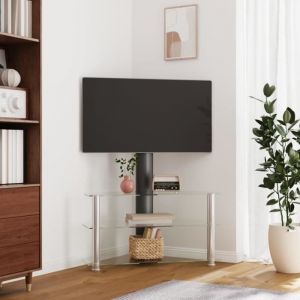 Meuble TV dangle - SALALIS - SP2644 - Noir et argenté - Compatible VESA 100x100 à 600x400 - 3 niveaux